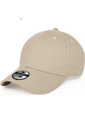 Unisex Beige 100% Cotton Loop Closure Cooling Performance Baseball Cap